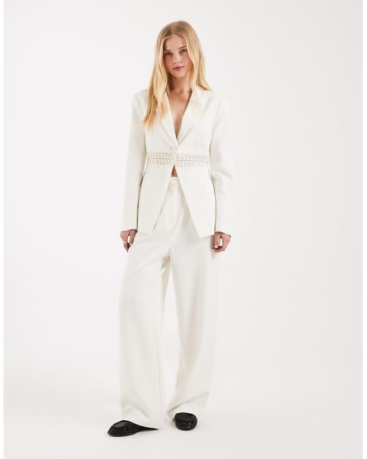 Miss Selfridge Natural Lace Insert Cinch Blazer Co-ord