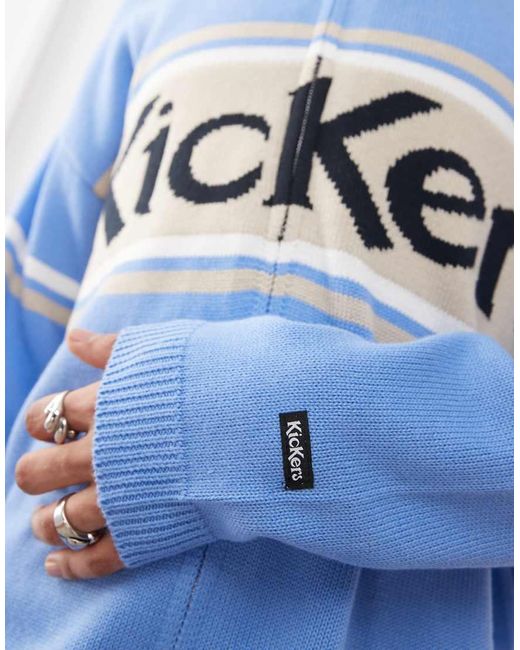 Kickers Blue Unisex Zip Up Oversized Knit Cardigan
