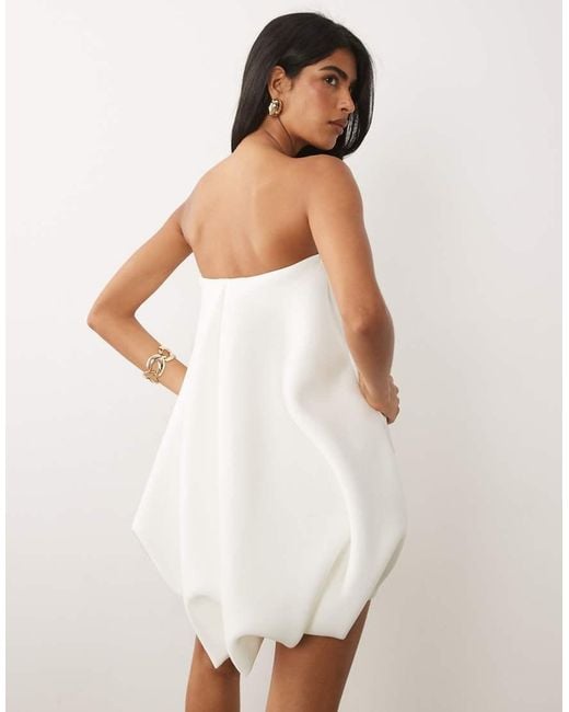ASOS White Structured Bandeau Mini Dress With Bubble Back Detail