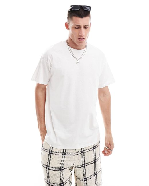 Camiseta blanca holgada con estampado en la espalda ASOS de hombre de color White