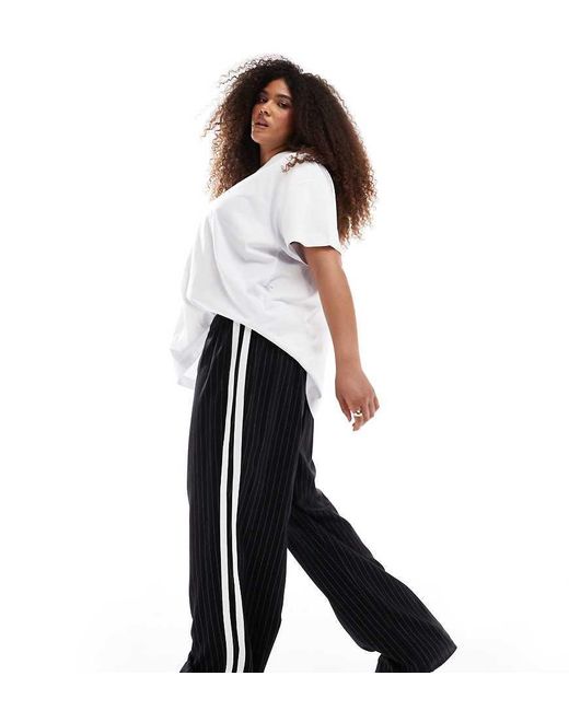 4th & Reckless Black Exclusive Side Stripe Wide Leg Trousers