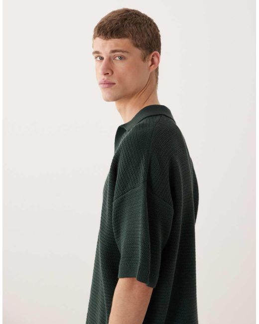ASOS Black Oversized Knitted Co-ord Notch Neck for men