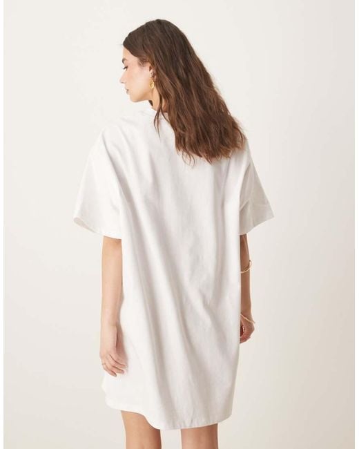 ASOS Natural Oversized T-shirt Mini Dress With Strawberry Print