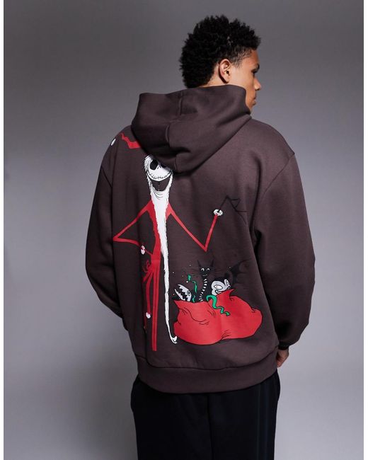 ASOS Blue Disney Christmas Relaxed Hoodie With Tim Burton Jack Print