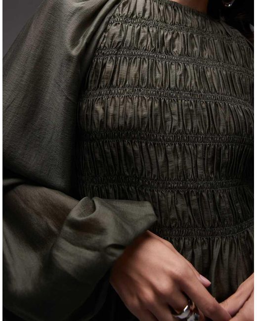 Top Accollato Stile Peplo Kaki Con Maniche Voluminose di & Other Stories in Black