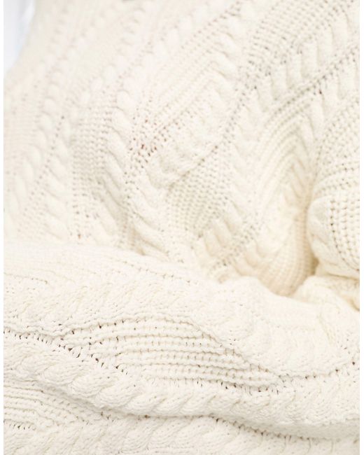 ONLY White Longline Textured Cable Knit Jumper