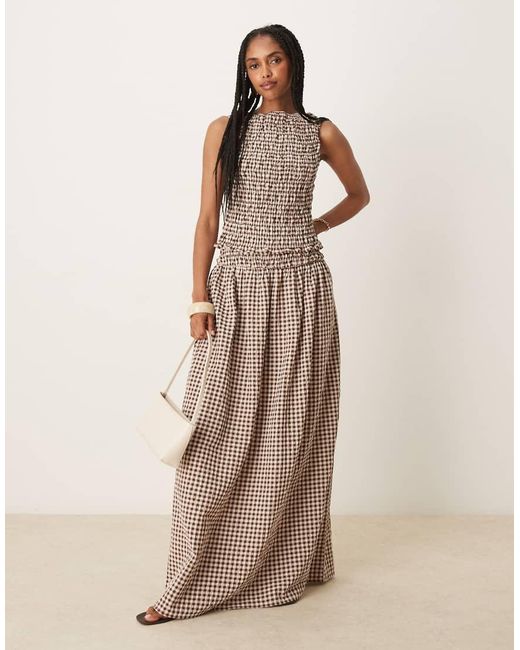 ASOS Natural Shirred Waist Maxi Skirt