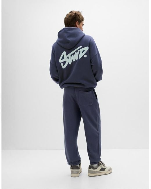 Pull&Bear Blue Stwd Tracksuit Bottoms for men