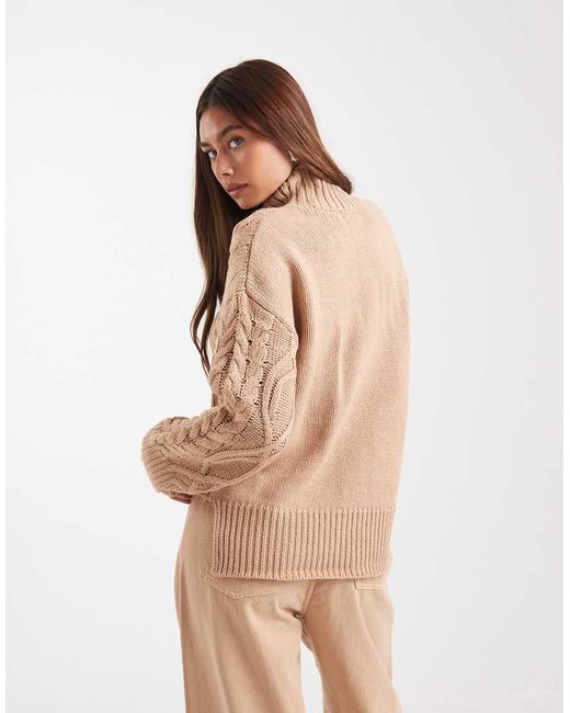 Brave Soul Brown Chunky Cable Knit High Neck Jumper