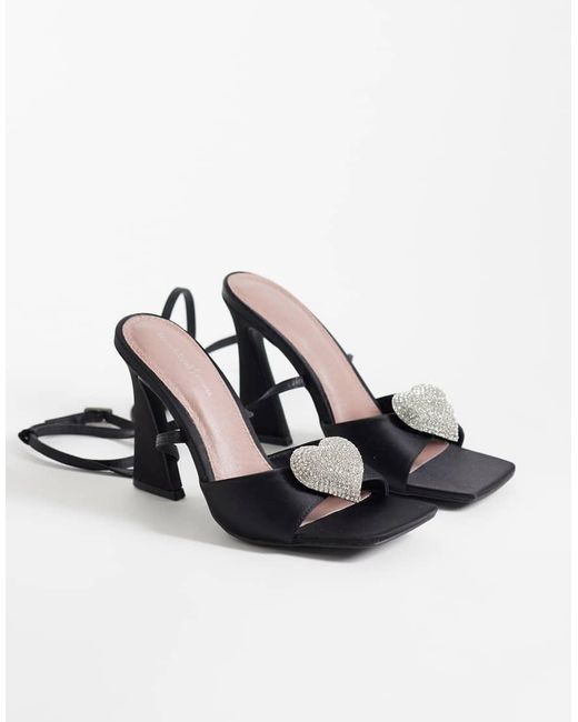 River Island Metallic Heat Seal Heart Detailed Heels