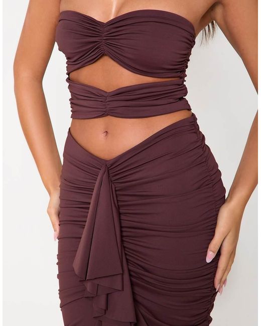 SIMMI Red Soho Chocolate Ruched Two Piece Set