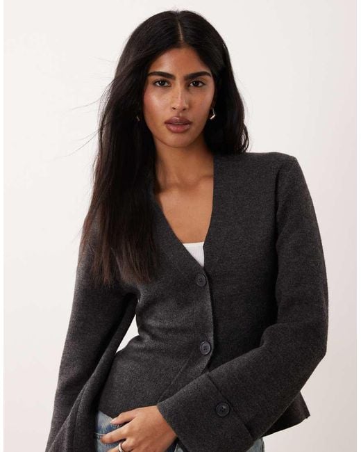 Gina Tricot Black Long Sleeve Knitted Sculptured Cardigan