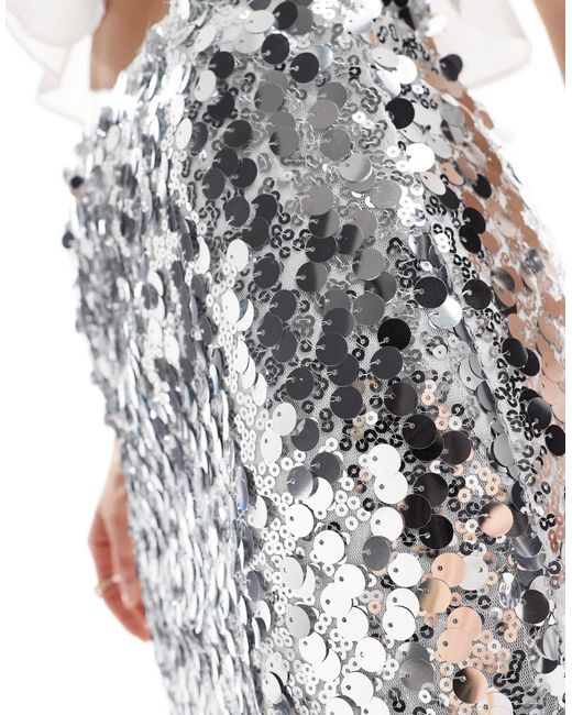 Pieces White Sequin Mini Skirt