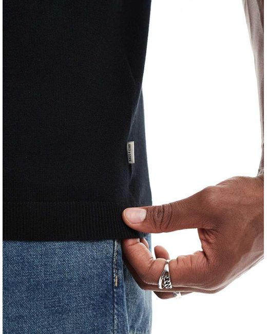Only & Sons Black Knitted Polo for men