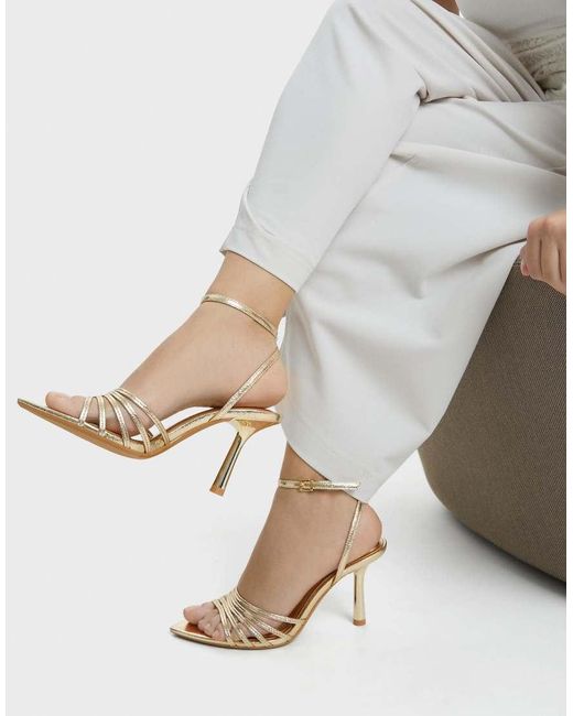 Bershka White Multi-Strap Heeled Sandals