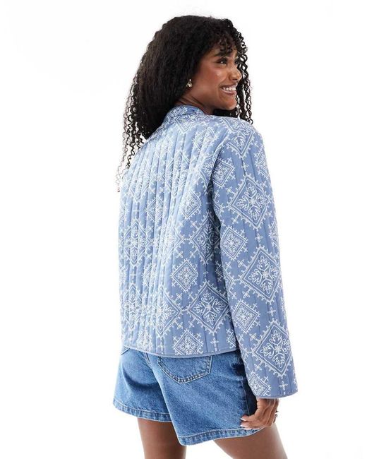 Giacca Trapuntata Con Stampa Geometrica di Vero Moda in Blue