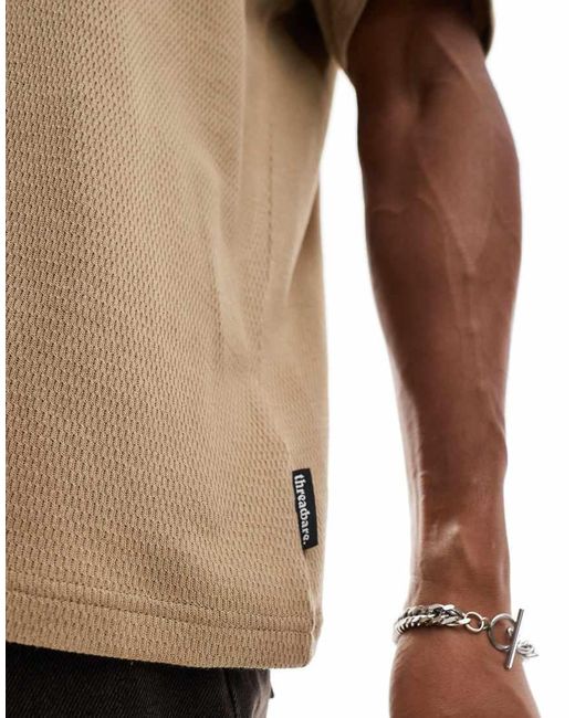 T-Shirt Oversize Testurizzata Color Fungo di Threadbare in Natural da Uomo
