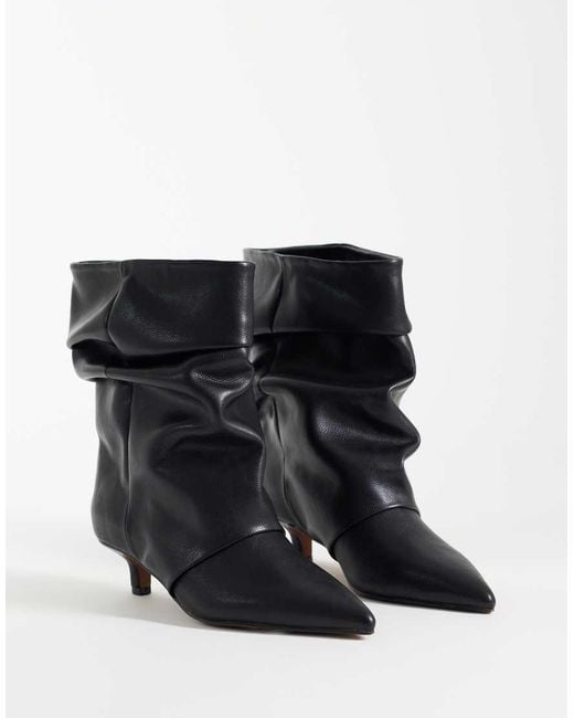 ASOS Black Rosario Slouch Kitten Heel Boots