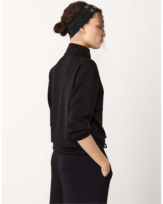 Stradivarius Black Soft-touch Sweatshirt With Zip