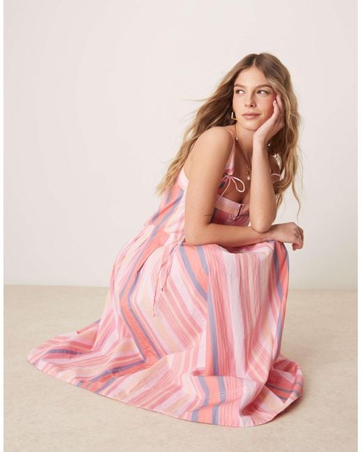 free people pink stripe dress Hello Lovely Striped Midi Dress