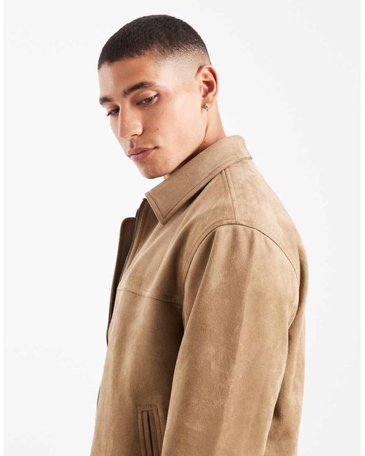 New Look Natural Faux Suede Harrington Jacket for men