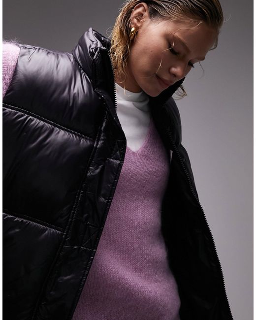 Oversized Wetlook Puffer Vest in Pink Lyst
