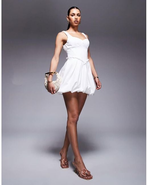 River Island Gray Strappy Puffball Dress