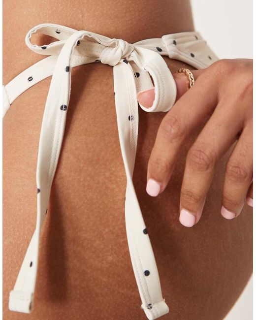 Peek & Beau Natural Mini Polka Dot Tie Side Bikini Bottoms