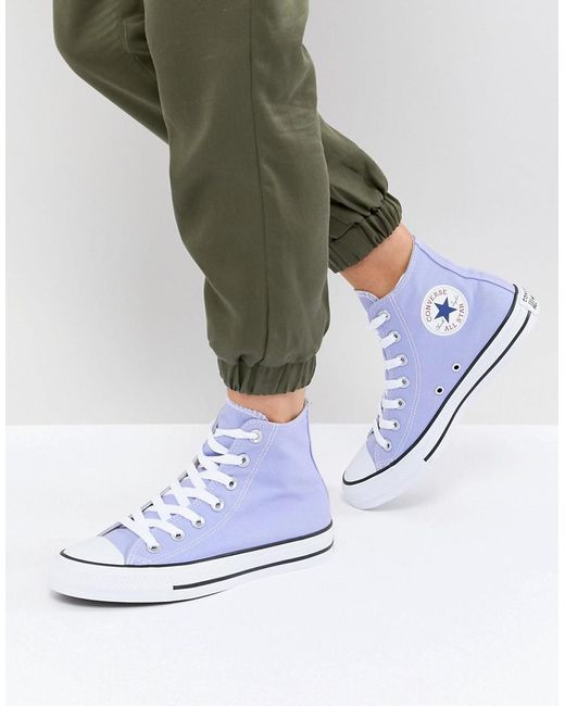 Converse Blue Chuck Taylor All Star Hi Trainers In Lilac