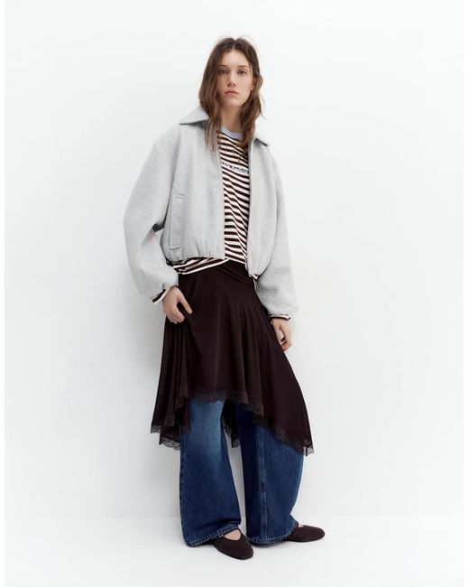 Pull&Bear Gray Soft Balloon Jacket