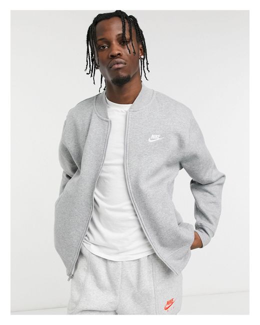 Nike Club Bomber Jacket in Grey (Grey) for Men | Lyst UK