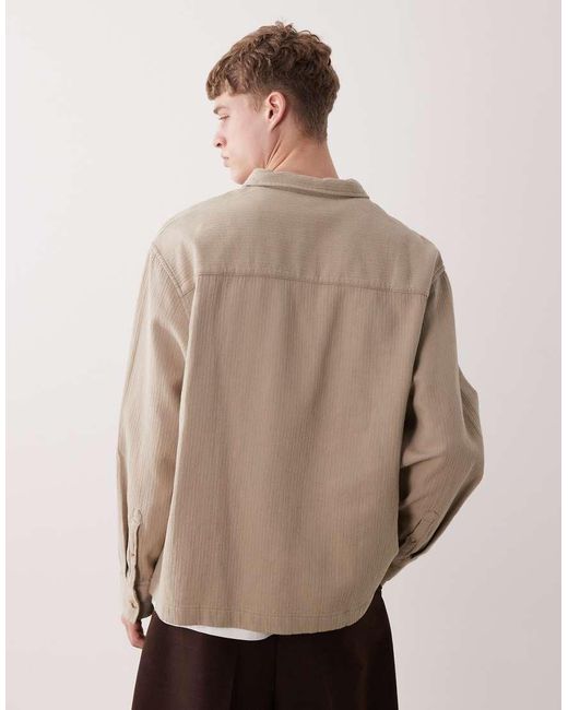 ASOS Natural Oversized Overhead Textured Shirt for men