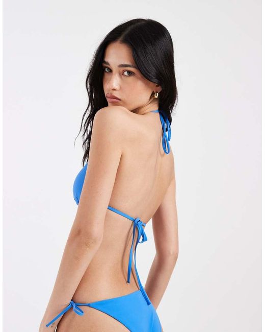 & Other Stories Blue Mix And Match Tie Up Triangle Bikini Top