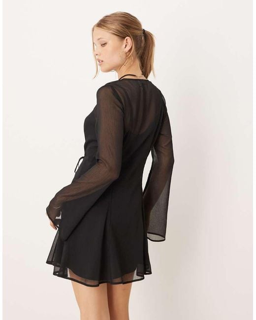 ASOS Black Wrap Mini Dress With Ties