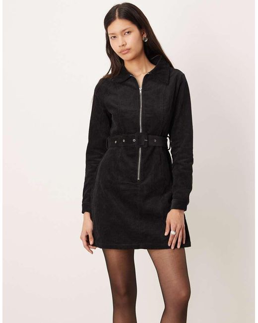 Glamorous Black Zipper Front Mini Dress