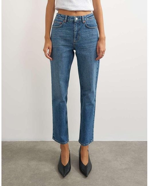 TOPSHOP Blue Orson Comfort Stretch Straight Leg Ankle Grazer Jean