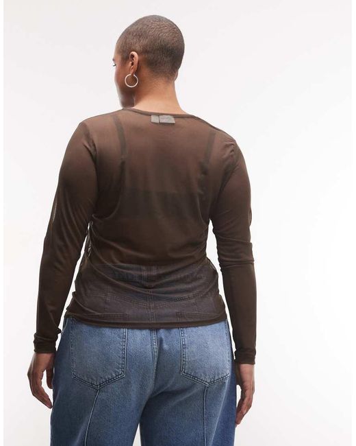 Noisy May Brown Mesh Top
