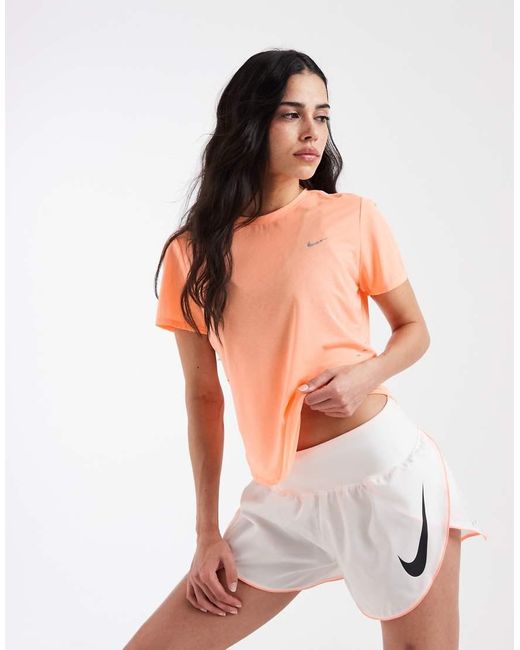 Nike White Tempo Dri-fit Mid Rise Swoosh Shorts
