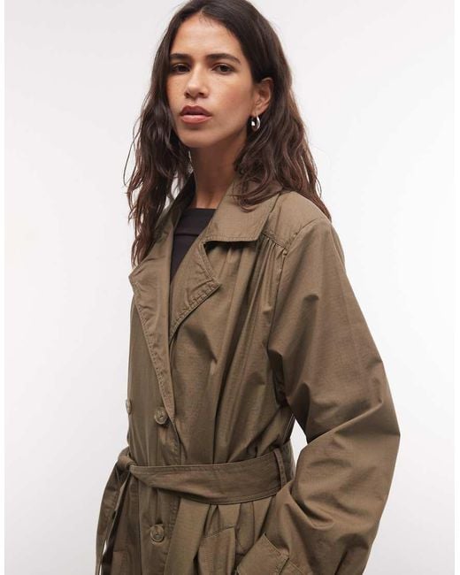 Monki Brown Longline Trench Coat