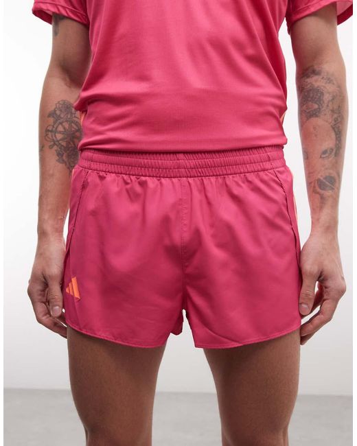 Adidas Originals Red Adidas Running Adizero Split Shorts for men