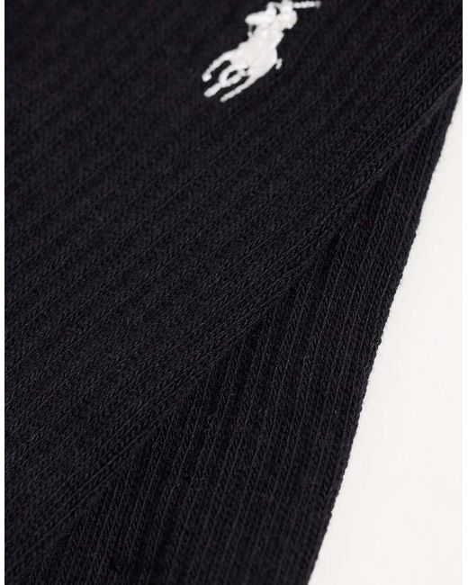 Polo Ralph Lauren Black Icon Logo 6 Pack Crew Socks for men