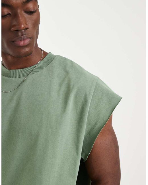 ASOS Green Heavyweight Oversized Tank With Cap Sleeves for men