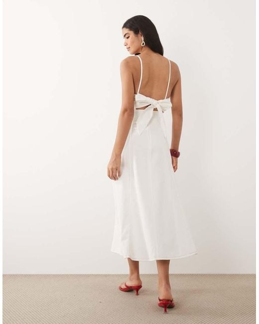 ASOS White Denim Midi Dress With Heart Bust Detail
