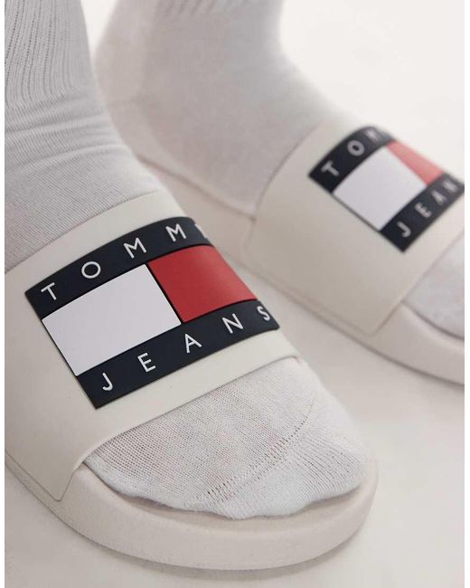 Sliders Bianche di Tommy Hilfiger in Black da Uomo