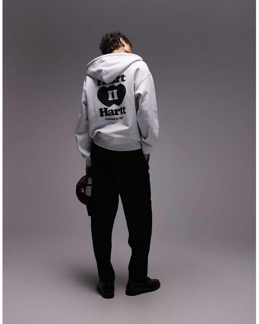 Sudadera Con Capucha, Cremallera Y Estampado "Heart Ii Hartt" De Carhartt de color Gray