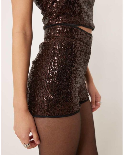 ASOS Natural Tailored Sequined Micro Shorts