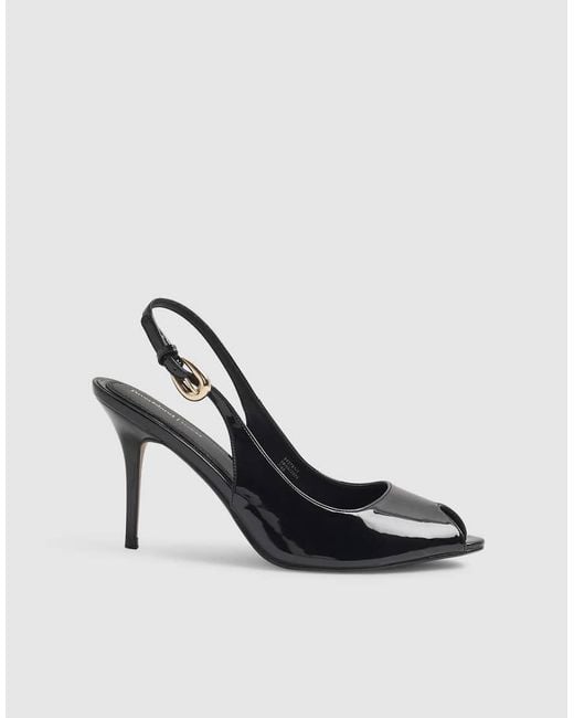 River Island Black Peep Toe Sling Back Court Heels