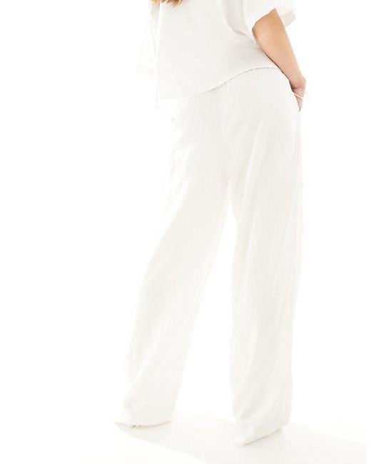 Vero Moda White Linen Wide Leg Tie Waist Trouser Co-ord