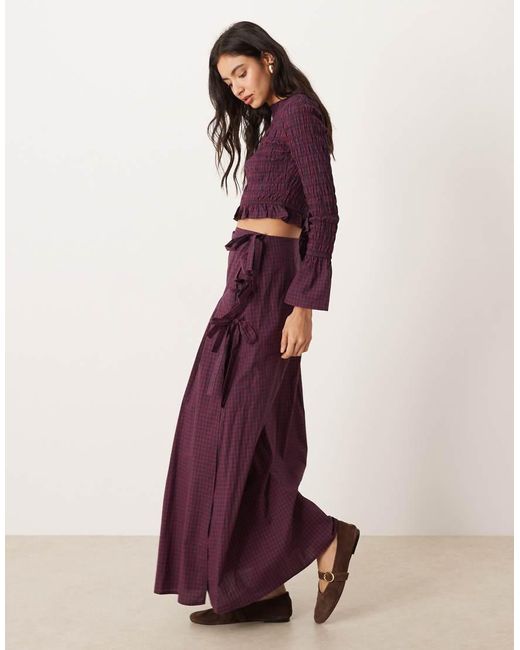 Glamorous Purple Long Sleeve Shirred Top