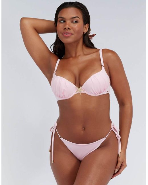 Boux Avenue Brown Tahiti Push Up Bikini Top Summer Padded Cups Swimwear